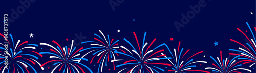4th July banner, USA Independence Day fireworks background