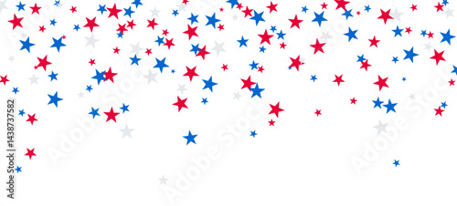 Blue and red star background, USA 4th July border, Labor Day