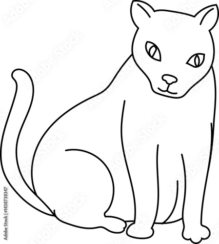 Hand-drawn line art illustration of a witch's cat, suitable for fantasy, Halloween, and magical designs.
