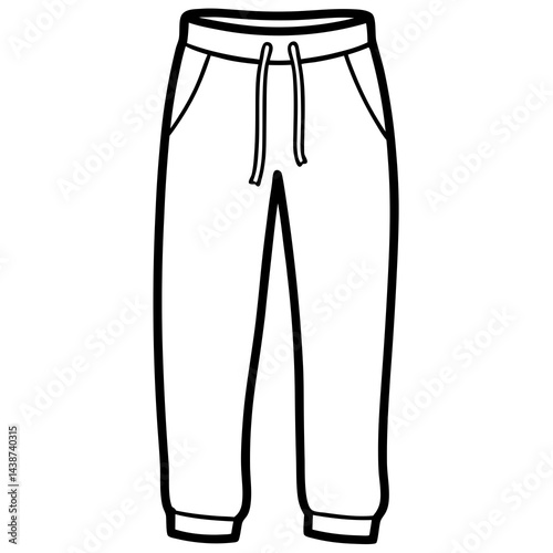 Minimal Sweatpants Vector on White