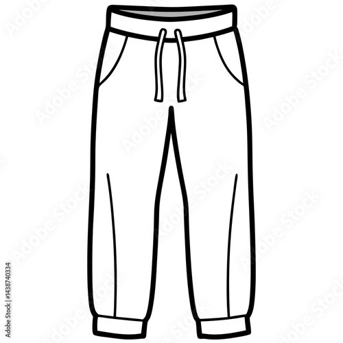 Minimal Sweatpants Vector on White