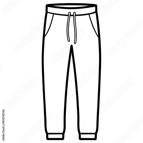 Minimal Sweatpants Vector on White