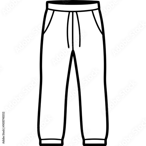 Minimal Sweatpants Vector on White