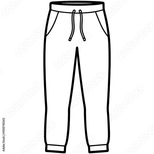 Minimal Sweatpants Vector on White
