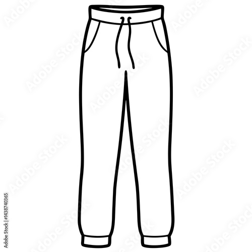 Minimal Sweatpants Vector on White