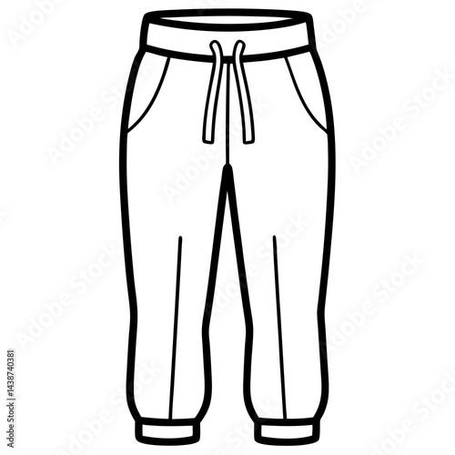 Minimal Sweatpants Vector on White