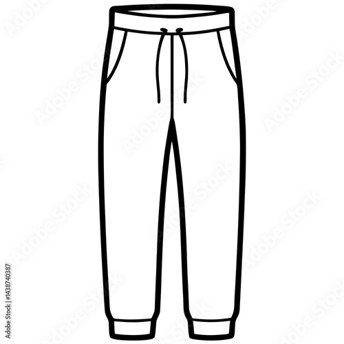 Minimal Sweatpants Vector on White