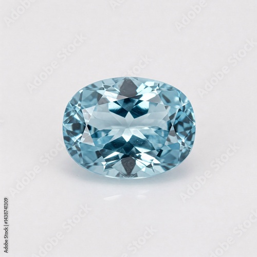 Oval cut aquamarine, precious gemstone, light blue beryl, luxury jewelry, faceted gem.