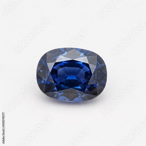 Oval cut blue sapphire, precious gemstone, luxury jewelry, deep blue corundum, faceted gem.