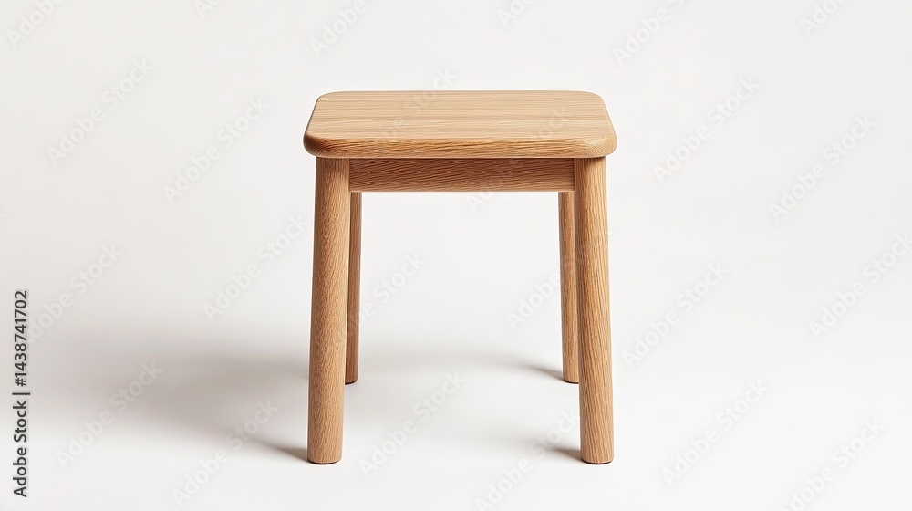 Fototapeta premium A Scandinavian-style wooden stool with a square top