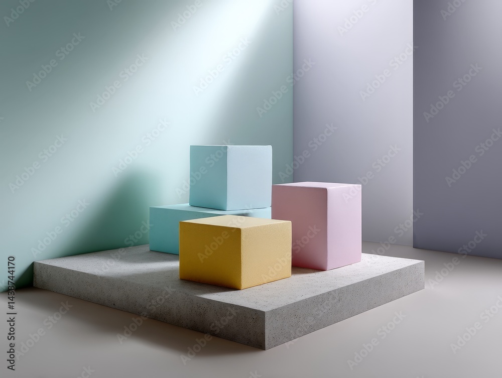 Soft Pastel Blocks in Abstract Composition with Seamless Background Soft Pastel Blocks in Abstract Composition with Seamless Background