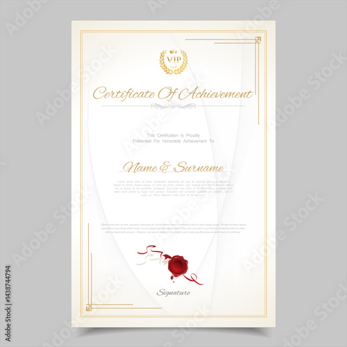 Minimalist certificate or diploma of achievement border template design award stock illustration