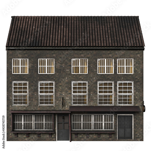 3d render old victorian shop house isolated