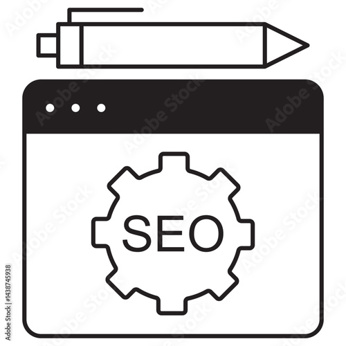 SEO Writing icon, Boost Your Rankings with Strategic SEO Writing, Crafting Content That Google and Readers Love, vector