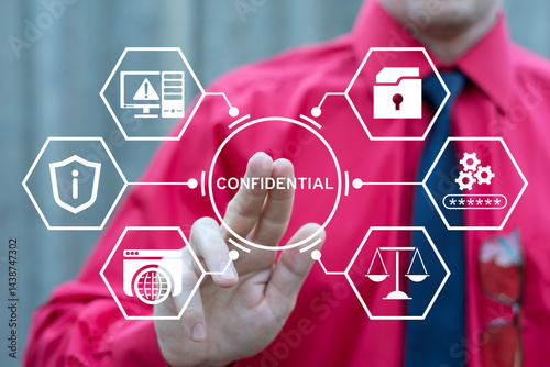 Obraz na płótnie Confidential document, privacy protection or secret secured lock, safety or security to archive file or document, accessibility control concept. Confidential data. w salonie