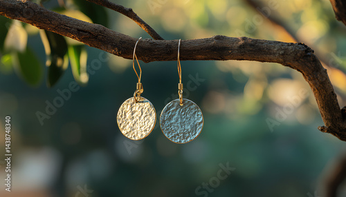 Wallpaper Mural Eco-friendly recycled metal earrings in nature-inspired design for sustainable fashion. eco-conscious jewelry, sustainable style, nature-inspired accessories, environmental awareness, handmade Torontodigital.ca