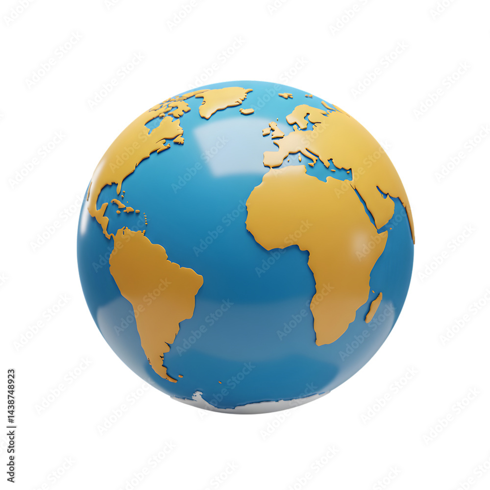 Fototapeta premium Earth globe displaying continents oceans