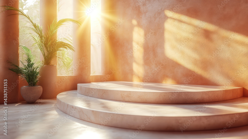 Fototapeta premium Sunlit Interior Stairs