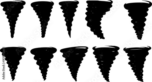 Black funnel collection. Set of circle swirl. Circle black funnel collection. Black funnel vortex icons. Hurricane and tornado symbol collection
