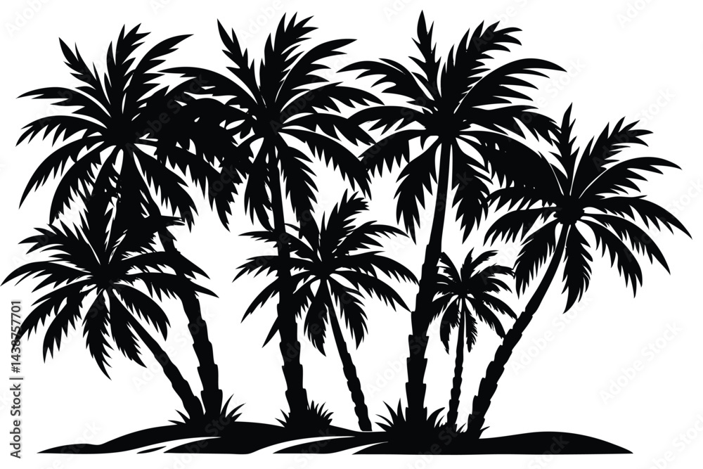 Fototapeta premium Palm tree silhouette vector.