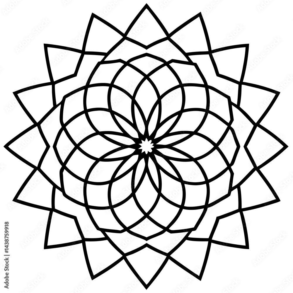 Obraz premium Geometric Mandala Circular Flow Vector on White