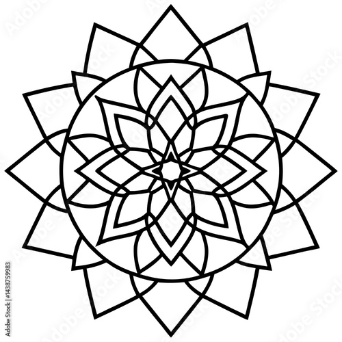 Geometric Mandala Circular Flow Vector on White