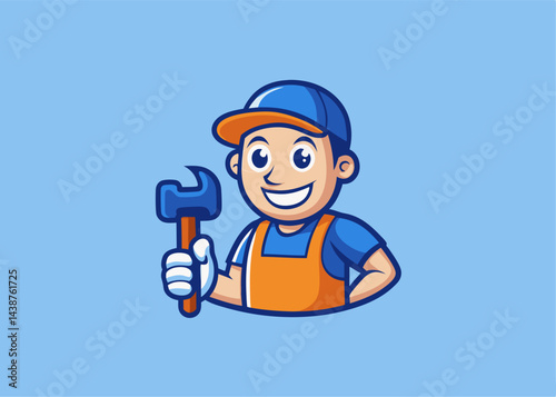 Handyman's Expertise: An illustration of a cheerful handyman, showcasing their expertise by holding a wrench