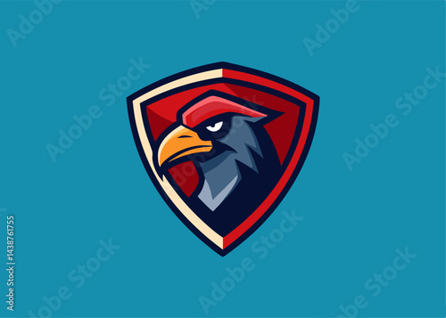 Soaring Crest: A bold crest of a fierce bird, embodying strength and vigilance, set against a vibrant shield, representing protection and legacy.  photo