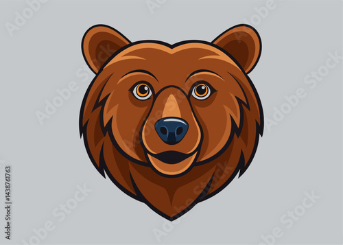 Majestic Bear Portrait: An expertly crafted illustration of a bear's head, emanating strength and a touch of gentle nature. with carefully rendered fur and captivating eyes
