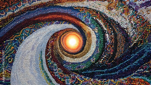 Abstract Colorful Mosaic Spiral Artwork Beads Design