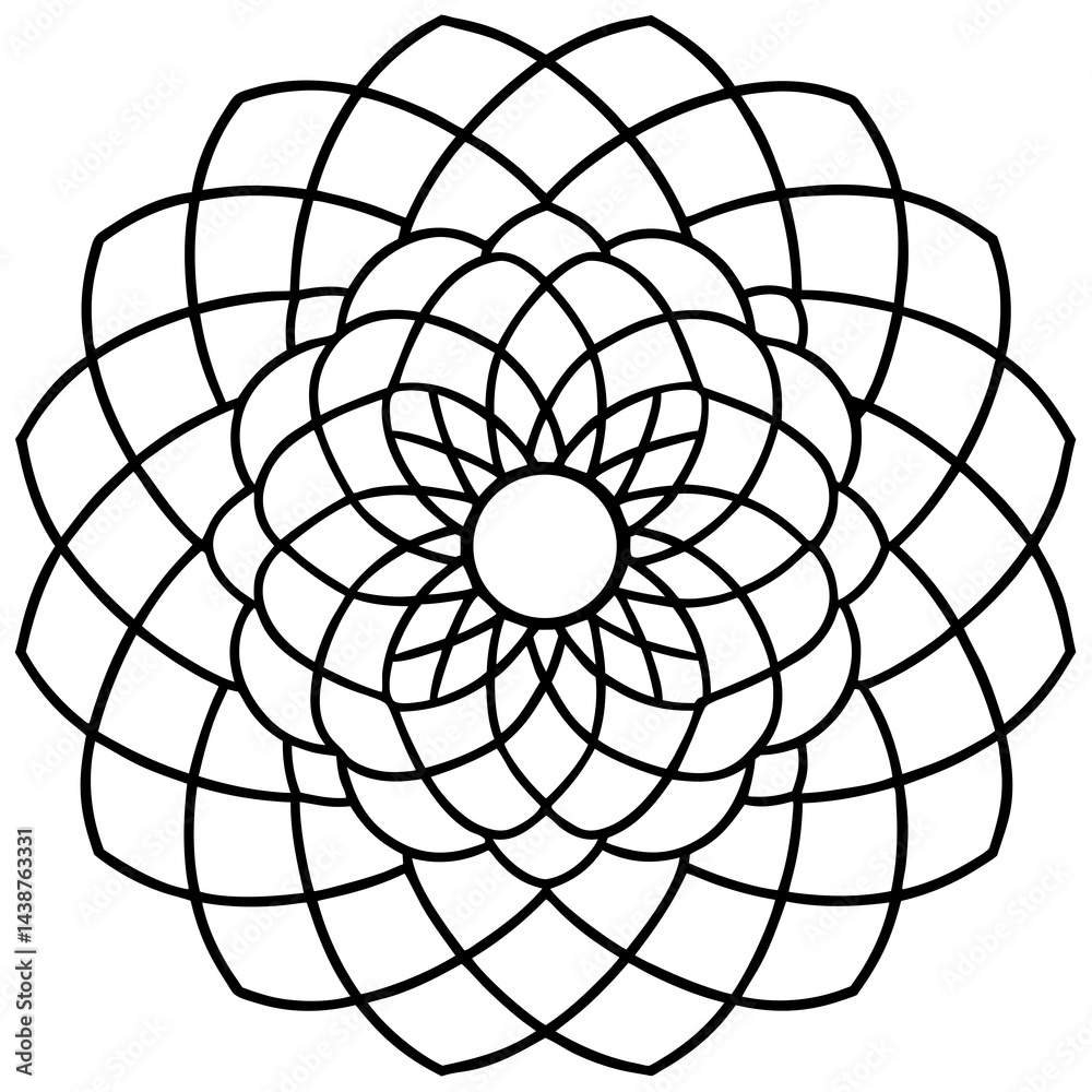Obraz premium Mandala with Concentric Ellipses Vector on White