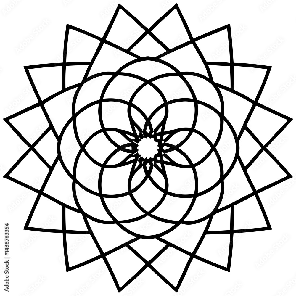 Obraz premium Mandala with Concentric Ellipses Vector on White