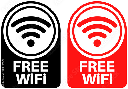 Set vector free wifi sign symbol labels sticker design illustration