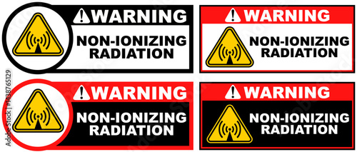 Set warning non ionizing radiation public sign design vector illustration