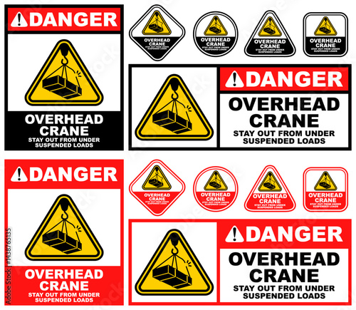 Set Collections overhead crane warning sign template design vector illustration