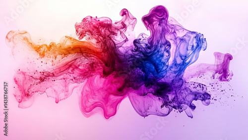 Colorful Ink Clouds Mixing in Water on Light Background