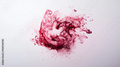 Red Ink Splash in Water on White Background