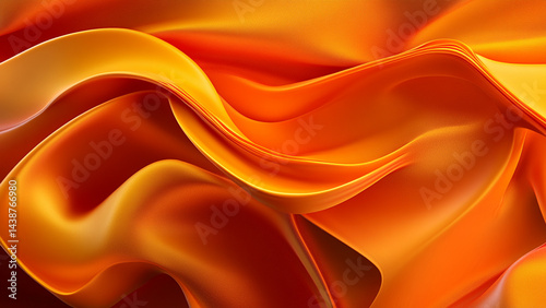 Vibrant Flowing Fabric Texture in Fiery Orange Tones