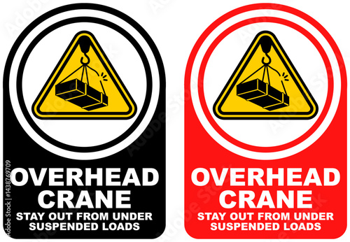 Set vector overhead crane sign symbol labels sticker design illustration