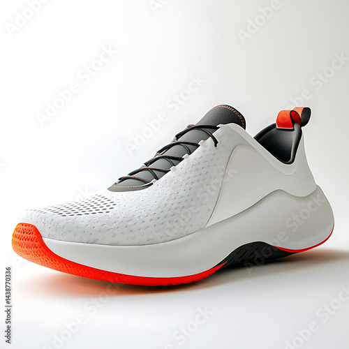 A stylish white and gray athletic shoe with an orange sole accent, perfect for active lifestyles