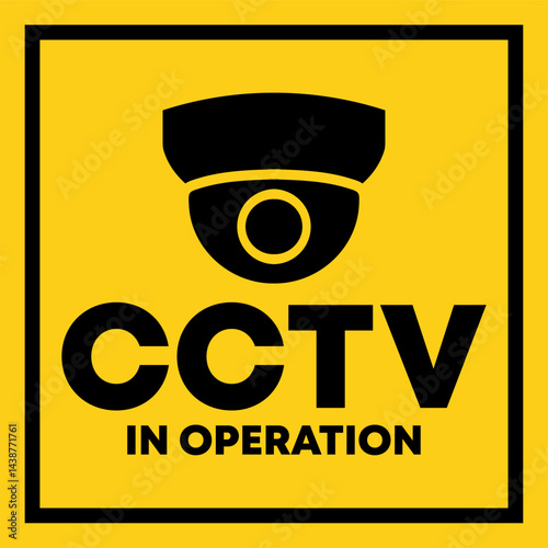 CCTV in Operation Warning Sign – Surveillance Camera Icon