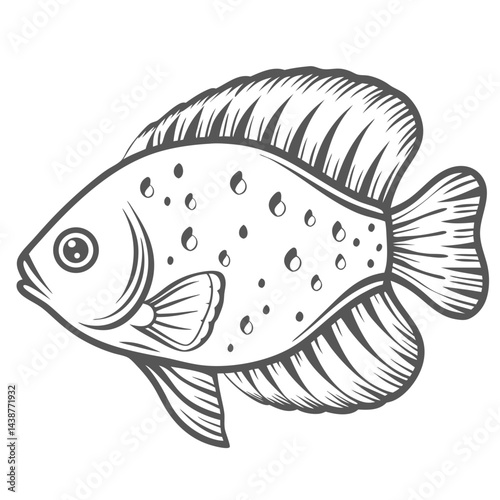 Blue Gourami Fish Line Art Illustration