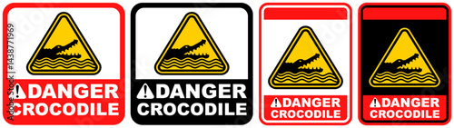set sign danger crocodile symbol design label template vector illustration