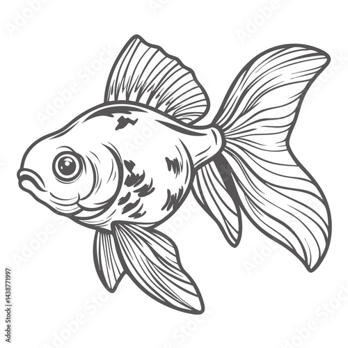 Elegant Goldfish Line Art Illustration