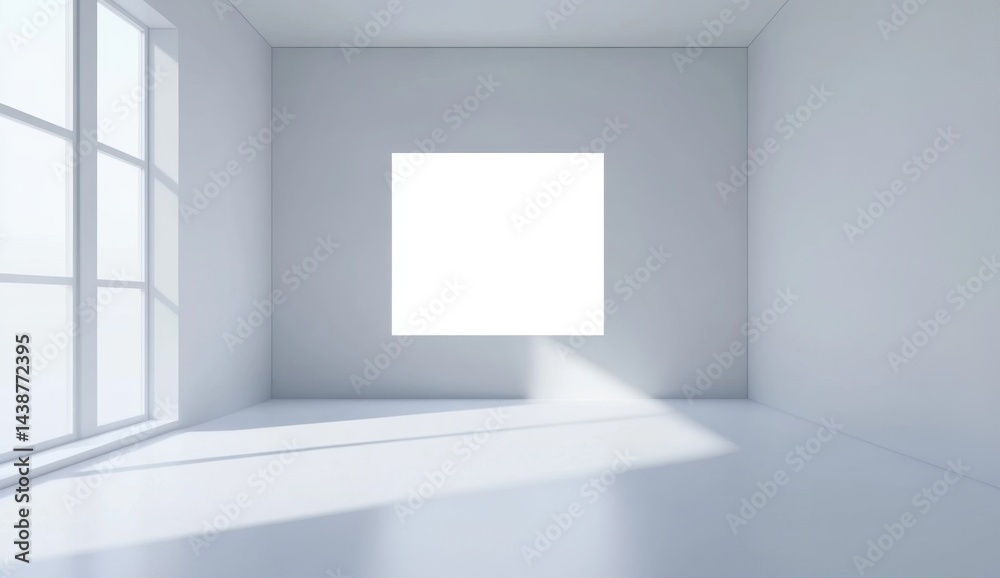 Empty, bright room with large window
