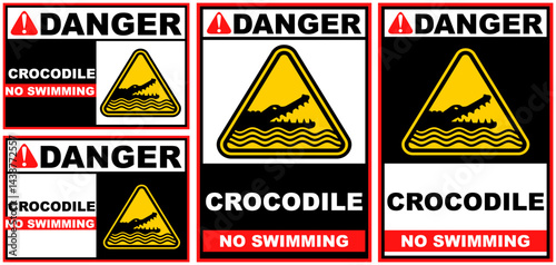 Set Collections crocodile danger sign template design vector illustration