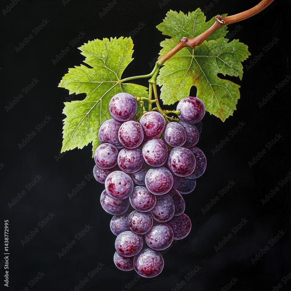 Fototapeta premium Still life of a bunch of red grapes on a dark background