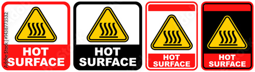 set sign hot surface warning symbol design label template vector illustration
