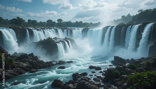 Eternal Cascades: Majestic Waterfall Essence, Nature's Perpetual Symphony of Power and Beauty eco   