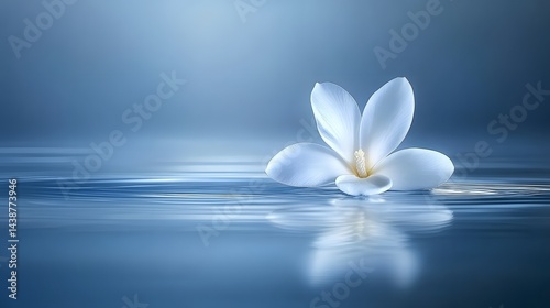 Serene White Flower Floating on Calm Blue Water